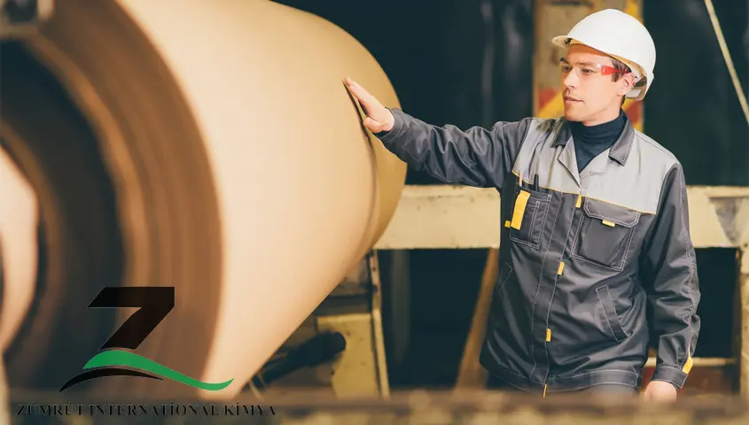 High-quality caustic soda in pulp and paper industry used for pulping, bleaching, and paper processing – supplied by ZÜMRÜT International Kimya Co.