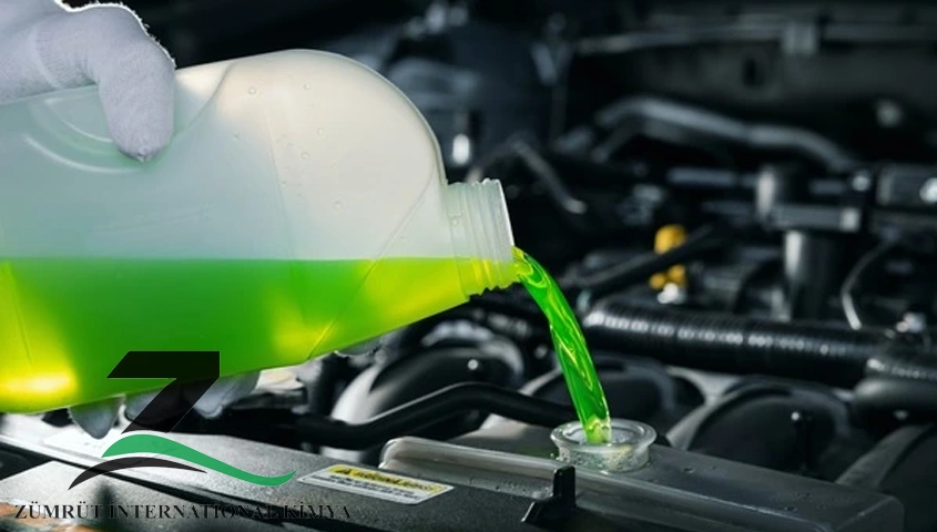 DEG in Coolant High-purity Diethylene Glycol in industrial containers used for antifreeze and coolant manufacturing – supplied by ZÜMRÜT International Kimya Co.